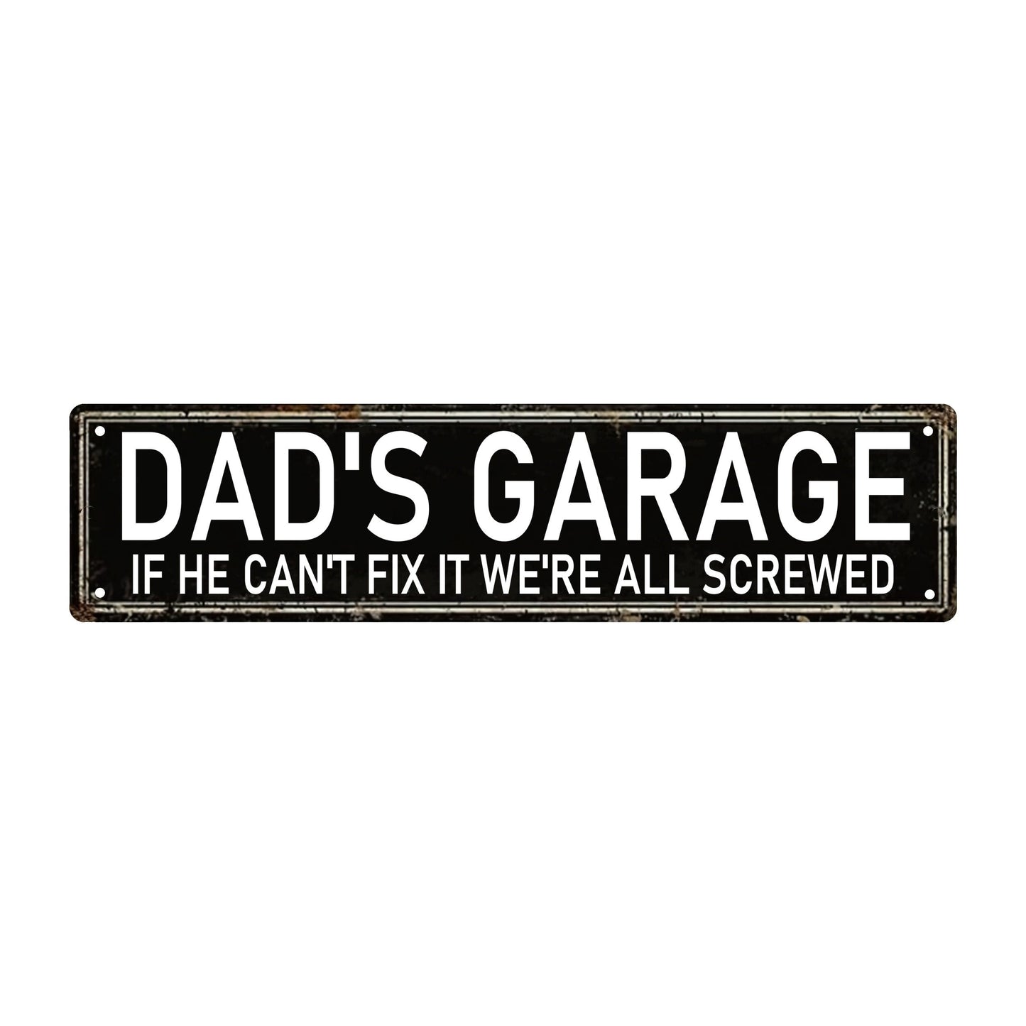 Metal Tin Sign from Dad's Garage for Home Decor, Room Decor, Wall Decor, Restaurant, Bar, Cafe, Garage, or Farmhouse. The perfect Halloween or Christmas gift, measuring 15.75"x3.94"/40x10cm.