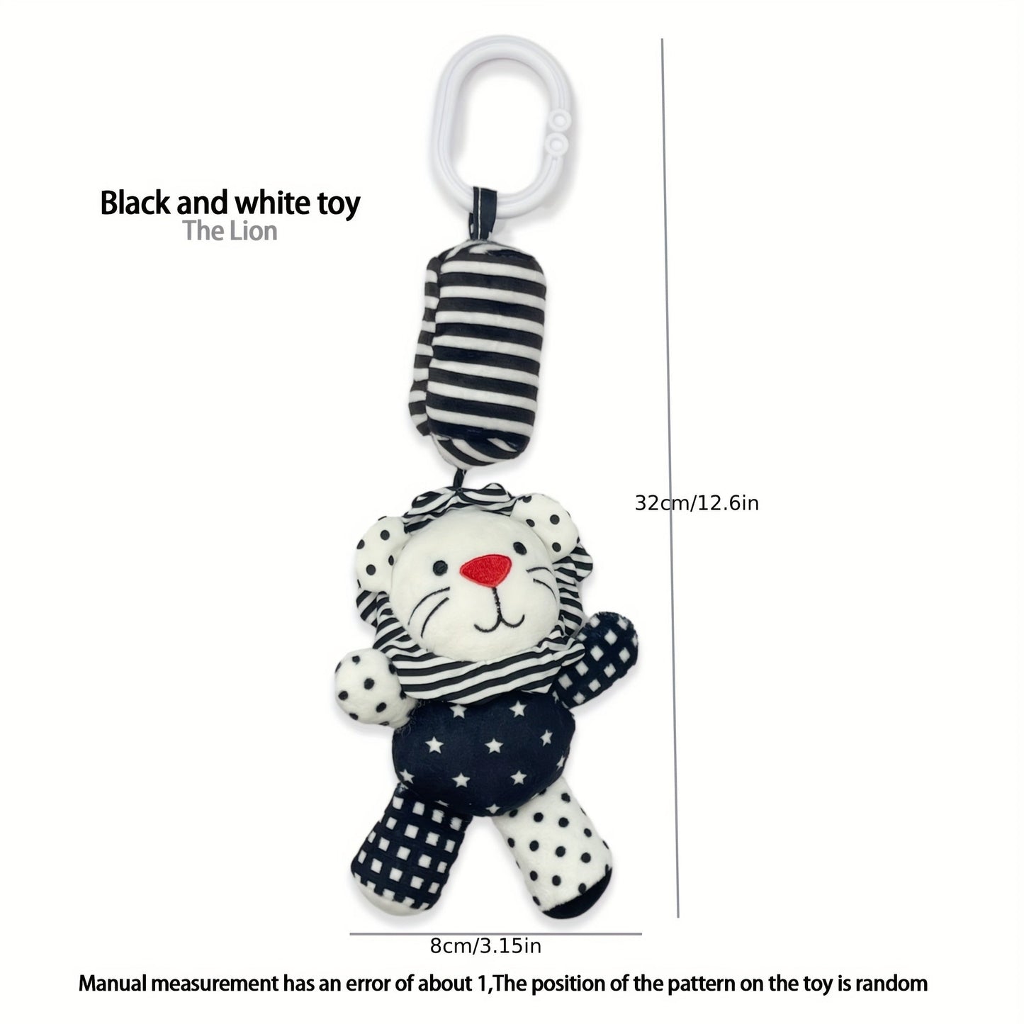 Baby Black and White Wind Chime Bed Decoration, Car Pendant for Newborns, Plush Baby Rattle, Visual Training Bell for 0-1 Year Olds, Early Education Christmas and Halloween Gift.