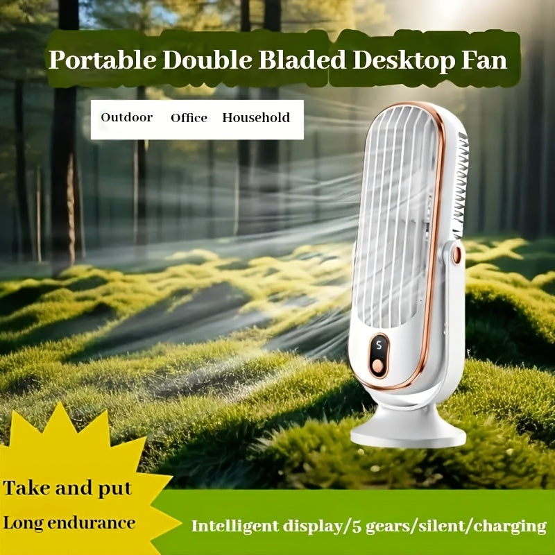 Get the perfect gift this Christmas with the 1pc Portable Mini Fan! This fan comes with a digital display, 5-speed adjustable settings, and is USB rechargeable. Its lightweight and rotatable design make it ideal for travel, commuting, makeup, and office