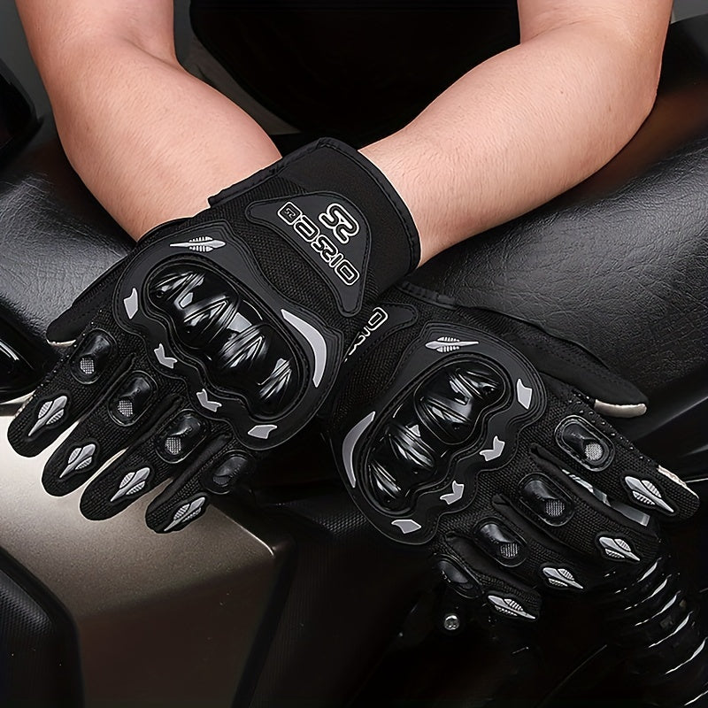 Breathable, anti-fall motorcyclist gloves for men and women, with touch screen capability.