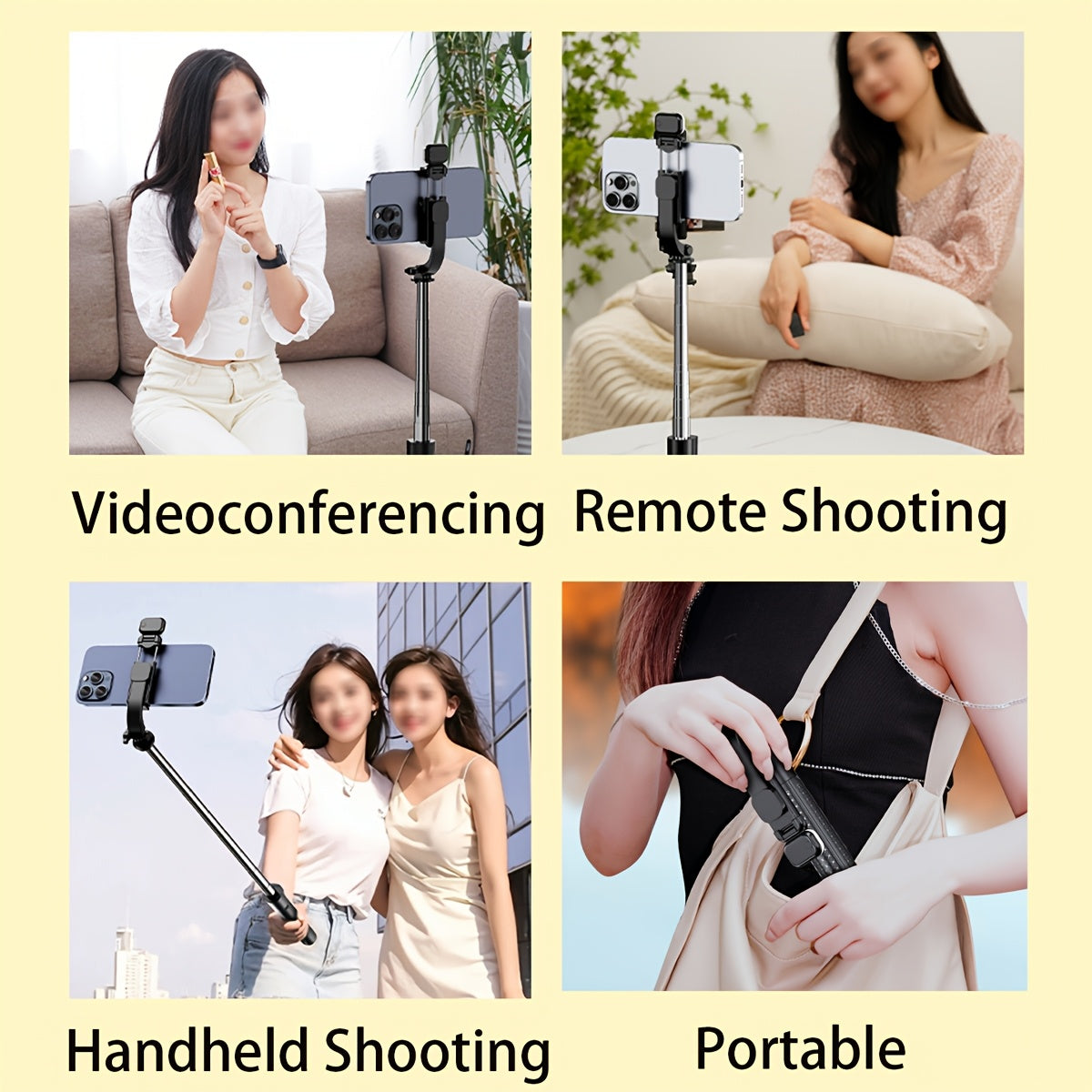 Compact selfie stick with tripod, wireless remote, fill light, and aluminum alloy construction. Compatible with iPhone 14 Pro Max/13/12/11 & Android smartphones, perfect for travel