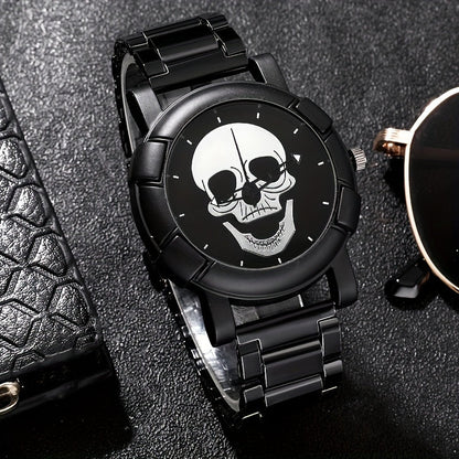 Set of 2, Men's Business Skull Dial Quartz Wrist Watch and Bracelet.