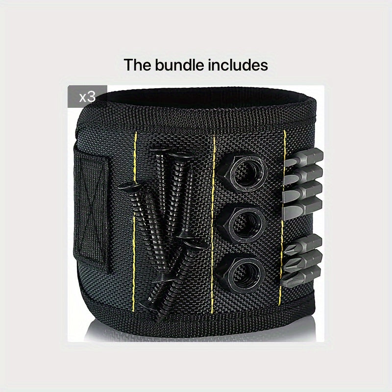 Magnetic tool wristband with strong magnetic nail suction.