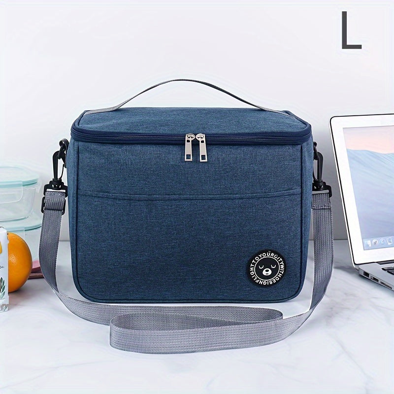 Large-capacity portable lunch bag made of cationic Oxford cloth, ideal for back to school, school supplies, classroom, kitchen organization, and storage. This thermal bento bag is perfect for carrying lunch on the go.