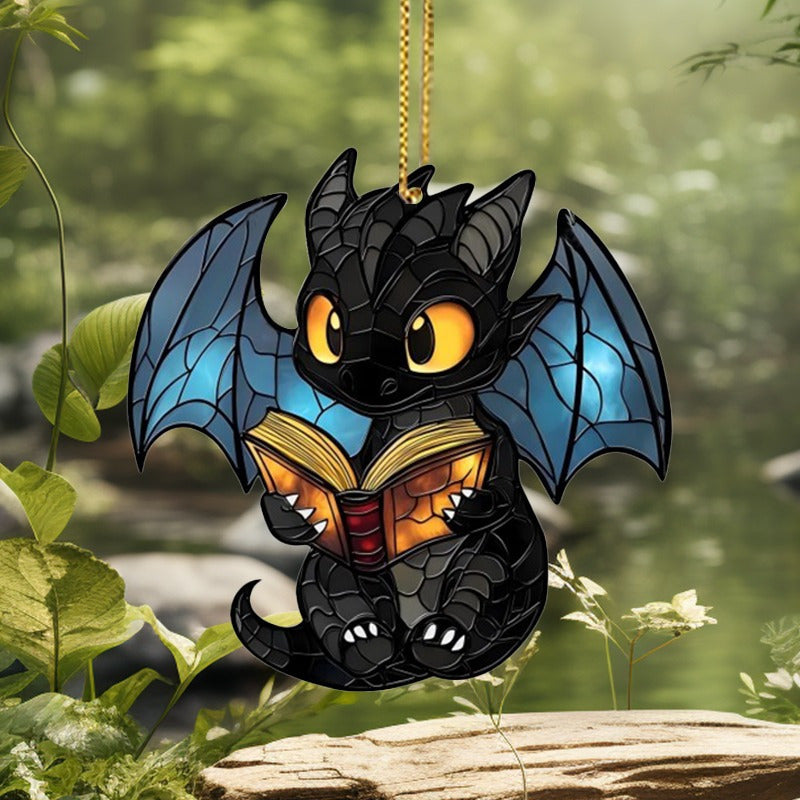 Acrylic Dragon Suncatcher - Transform your space with this Classic Style Fantasy Dragon Window Hanging! Perfect for book lovers, this versatile piece can be used as wall decor or a multipurpose art decoration. No electricity required.