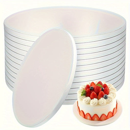 Round White Cake Boards - Pack of 2, Sturdy Food-Grade Cardboard Base for Heavy or Tiered Cakes, Perfect for Decorating and Serving Cakes