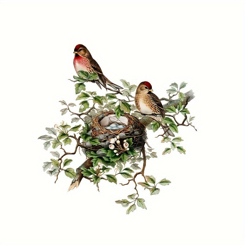 Elegant Bird's Nest & Branch Wall Sticker - Easy to Remove, Self-Adhesive PVC Art for Home Decoration, Ideal for Living Room, Bedroom, and Entryway