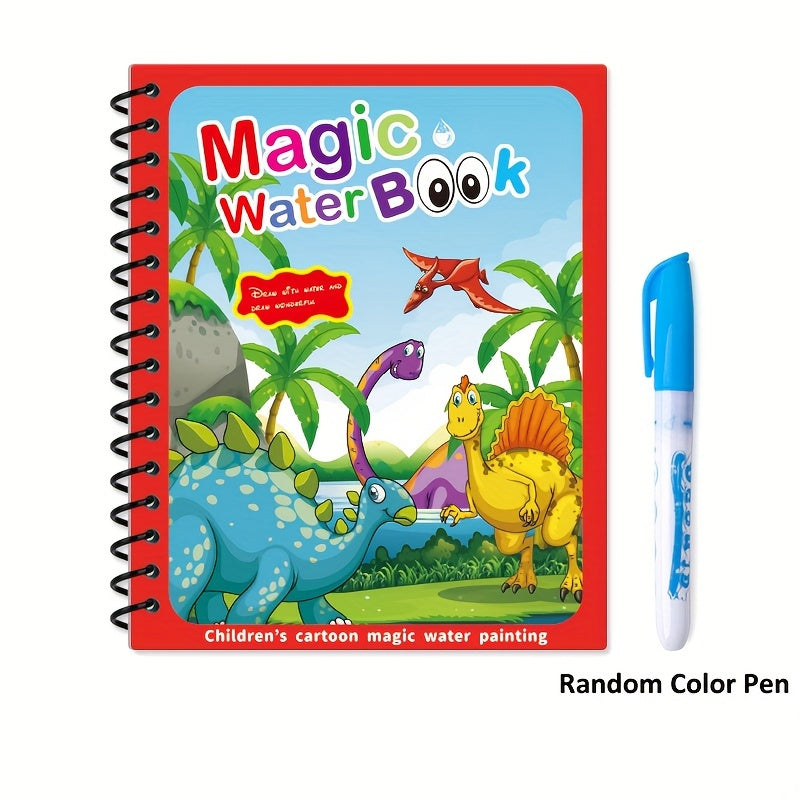 Magic Water Drawing Book for ages 3+ with reusable pad and water pen for creative learning.