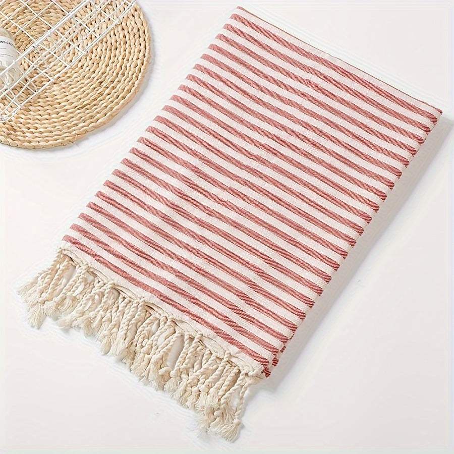 Large Turkish beach towel with stripes, lightweight, quick-dry, suitable for pool, swimming, travel, camping. Boho style with high color fastness.