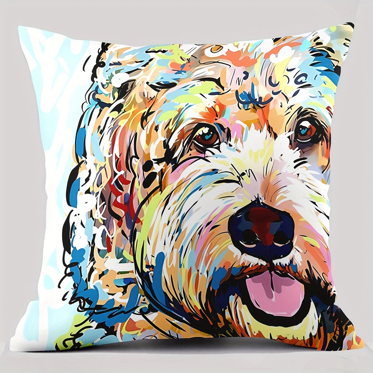 Top Pick: Adorable Goldendoodle Frise Dog Design Throw Pillow Cover for Sofa Home Decor - 18 x 18 Inches