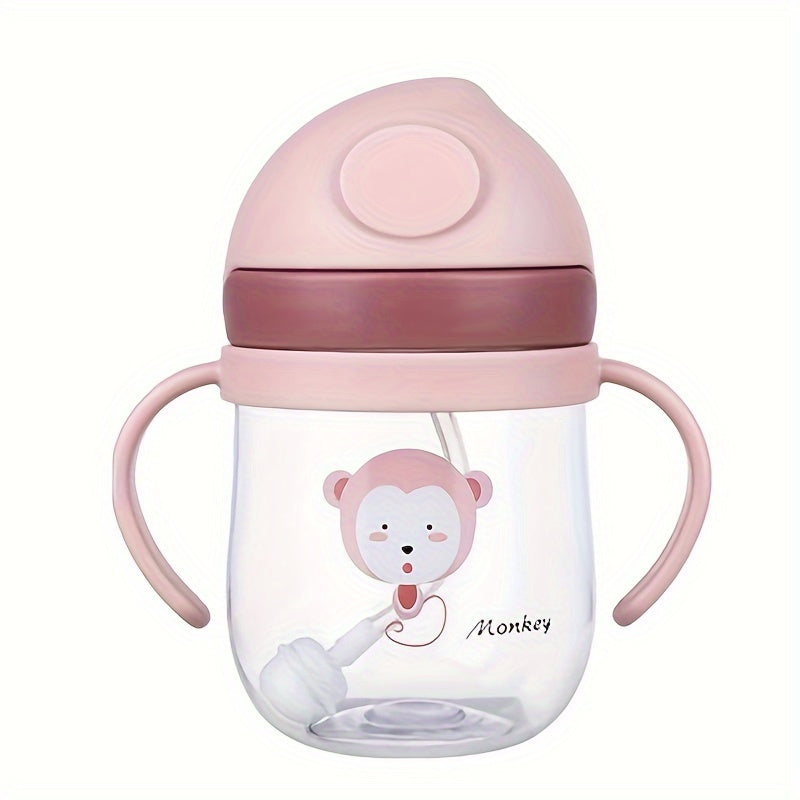 250ml Cartoon Print Kids Drinking Mug with Straw, Durable Leak-Proof Plastic, BPA-Free, Easy to Carry and Clean