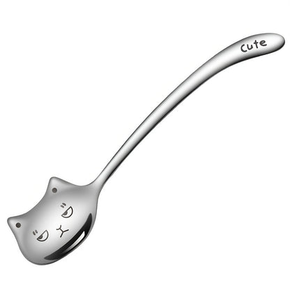 Durable stainless steel cat spoon with unique long handle design, perfect for coffee, tea, and dessert. Ideal as a birthday gift.