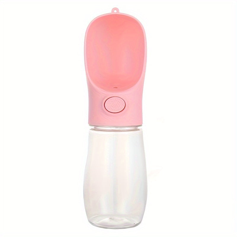 Portable dog water bottle with accompanying cup for easy feeding and drinking