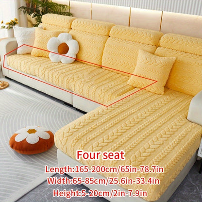 Wheat Sheaf Pattern Plush Sofa Cover, Cat Scratch Resistant, Elastic Fit for 1-4 Seater Sofas, Non-Slip, Machine Washable, Ideal for Multiple Rooms