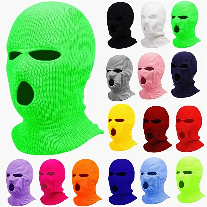 3-Hole Knitting Ski Mask for Cold Weather - Winter Head Cover to Keep You Warm and Protected While Riding