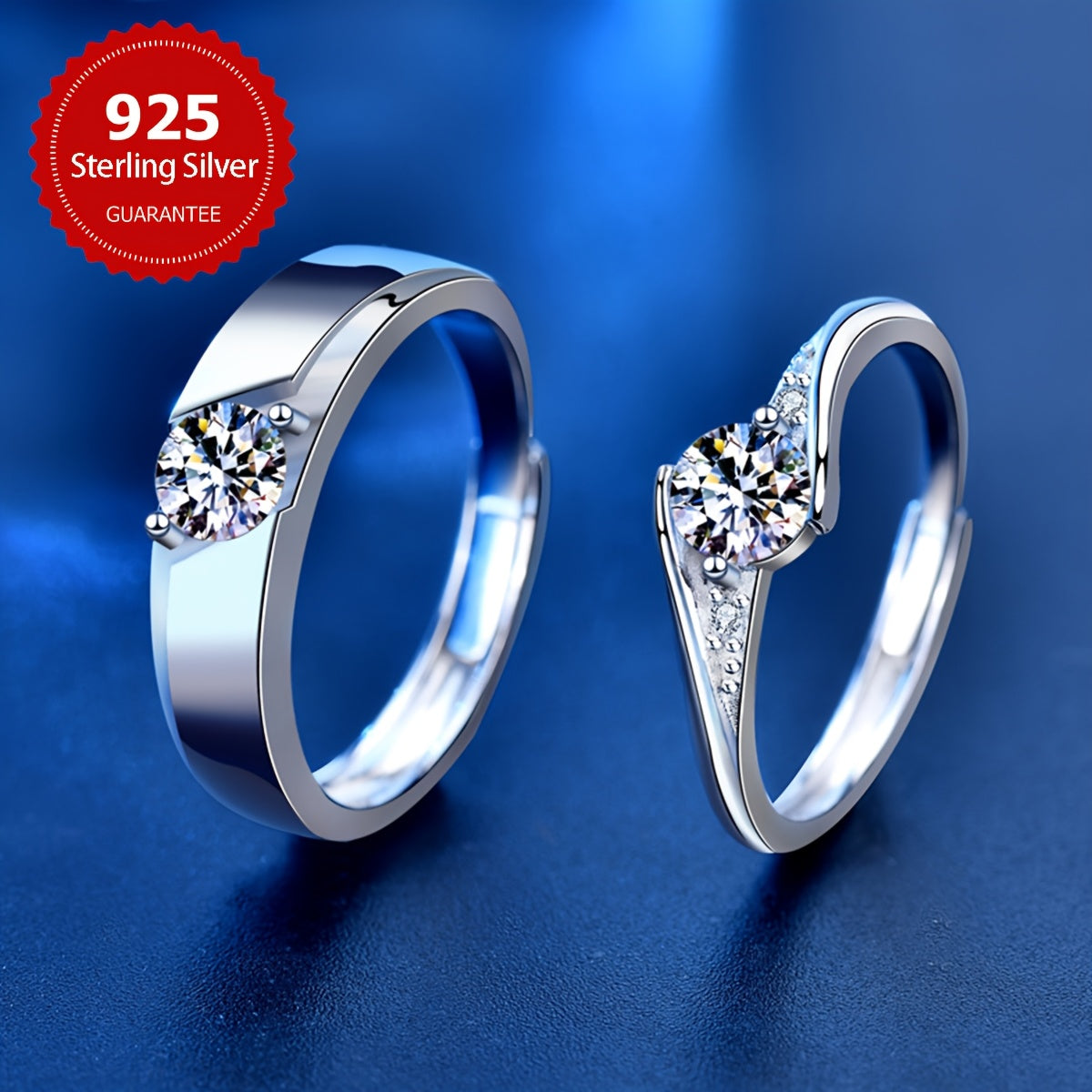 925 Sterling Silver Promise Rings Set with 0.5 Carat Moissanite, Elegant and Luxurious, Ideal for Engagement, Wedding, Anniversary, Valentine's Day, or Any Occasion