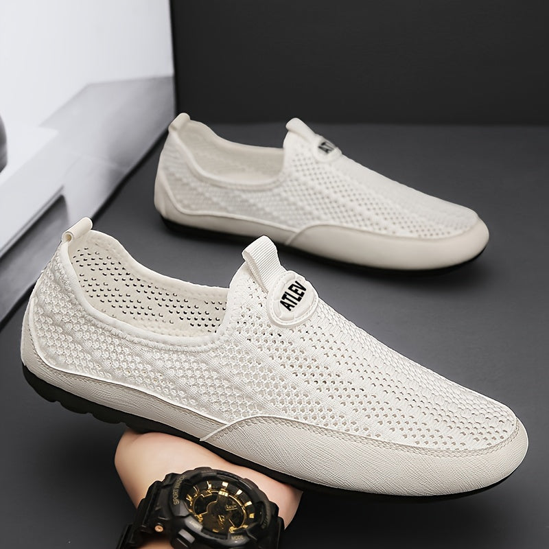 Men's Slip-On Sneakers with Flexible Sole and EVA Insole, Beige