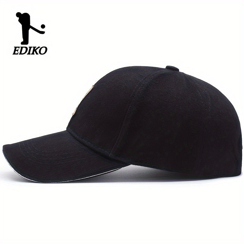 EDIKO Unisex Baseball Cap in Black, 100% Breathable Sun Protection, Casual Outdoor Golf Cap, Hand Washable