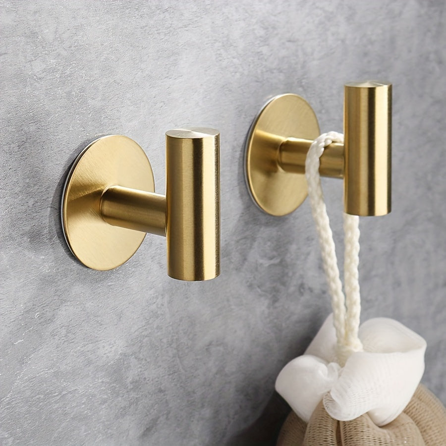 4pcs Modern Metal Towel Hooks, Self-Adhesive, Easy Wall Mount Install for Bathroom, Kitchen, Home