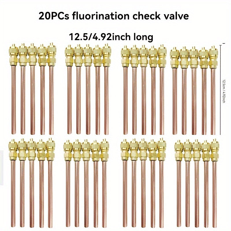 Refrigerator air conditioner fluorination check valve comes in packs of 10 or 20 pieces. This efficient and safe solution is ideal for filling refrigerants in household appliances. A must-have household gadget.