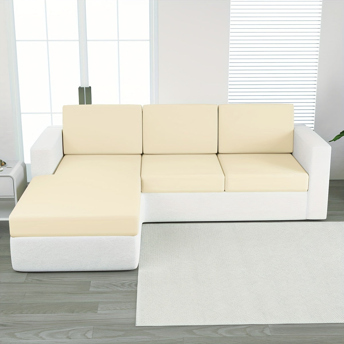 Durable sofa cover in solid color, suitable for pets, dustproof, and machine washable for living room, bedroom, and dining area.