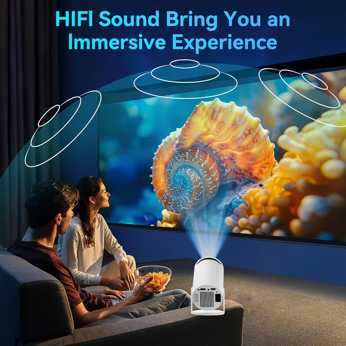 XYA Mini Projector with WiFi6 and BT 5.2, 4K/1080P Full HD Portable, 13000 Lumens, 3.3m Display, Rotatable Stand, Remote Control, Home Theater & Office Projector.