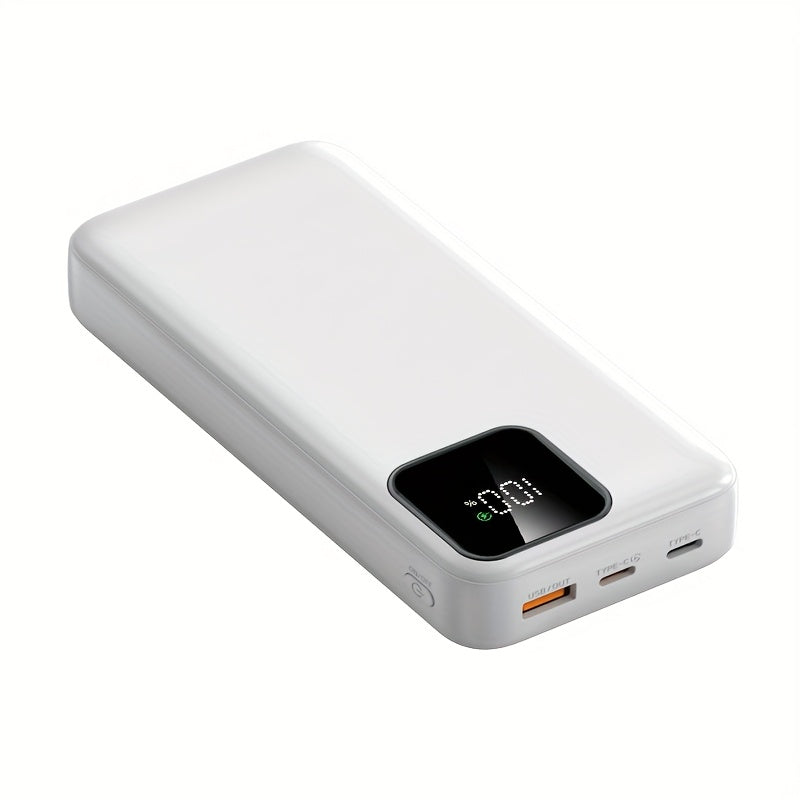 20000mAh portable power supply with 22.5W/PD20W fast charging, LED battery display, dual input and output, compact and portable.