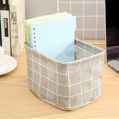 1 Fabric storage basket with handle for sundries, cosmetics, books, underwear, and stationery. Can be folded for easy storage.