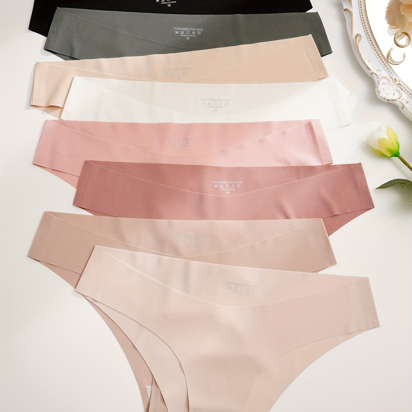 Set of 8 comfortable seamless bikini panties for women