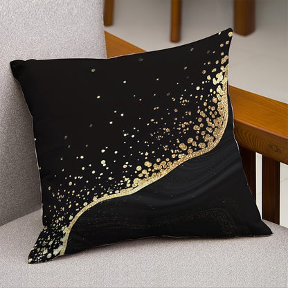 Luxury black and golden pillow covers, 44.98 cm x 44.98 cm, machine washable and durable. Perfect for adding a soft accent to your couch.