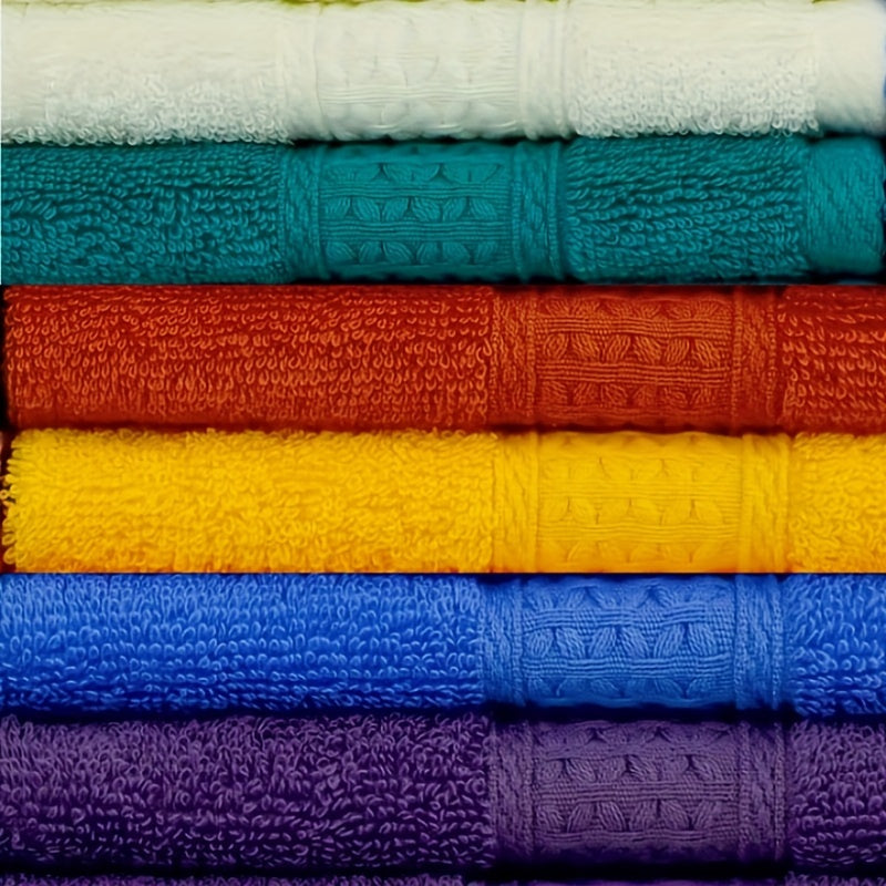 6-Pack of 100% Cotton Face Towels with assorted patterns, perfect for body and face, great for hotel, travel, and everyday use. Each towel is woven and has a GSM of 360, measuring 33.02x33.02cm.