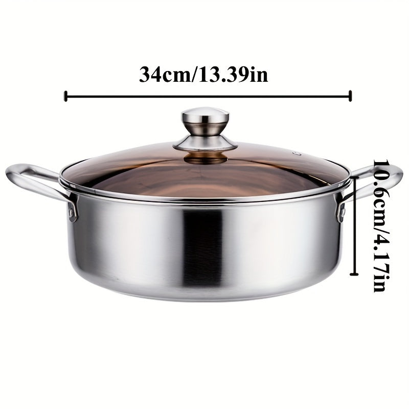 No Electricity Needed Stainless Steel Hot Pot Set with Divider – Dual Flavor Cooking Pot, Increased Capacity, Suitable for Home and Restaurant Use on Induction & Gas Stoves