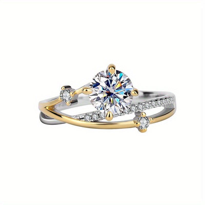 1 Carat Moissanite Ring in 925 Sterling Silver, Available in Multiple Colors, High Quality Jewelry with Certificate and Gift Box, Weighs 2.4g/0.08oz