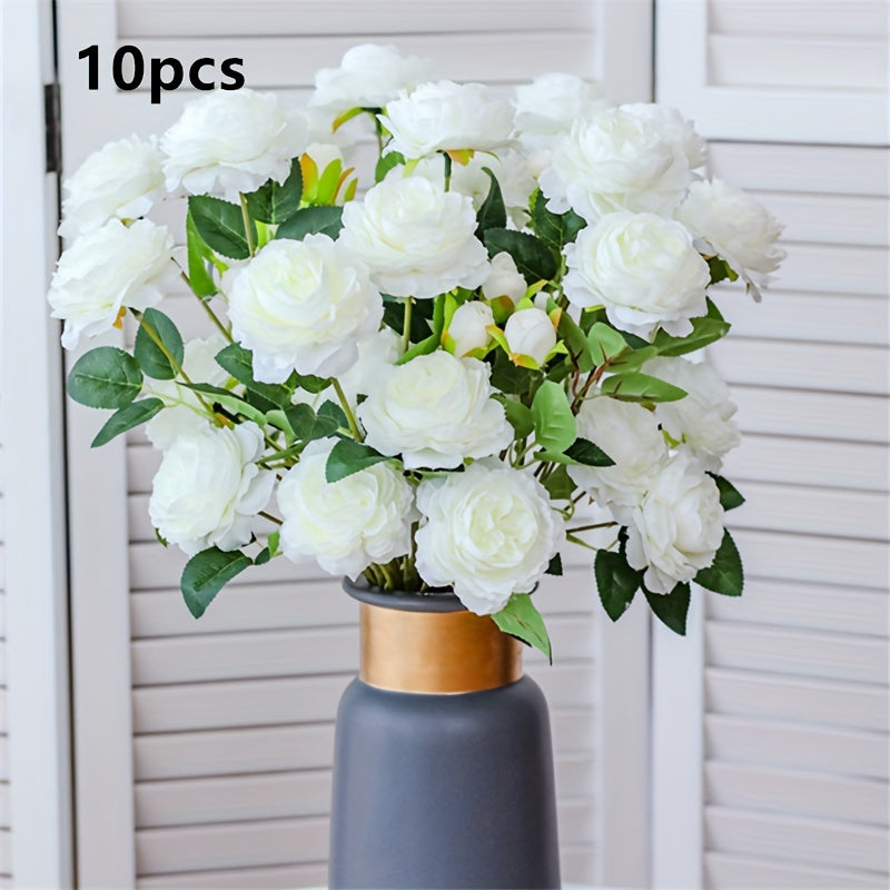 1PC European-style imitation peony, ideal for wedding season and home wedding decoration, featuring three heads.