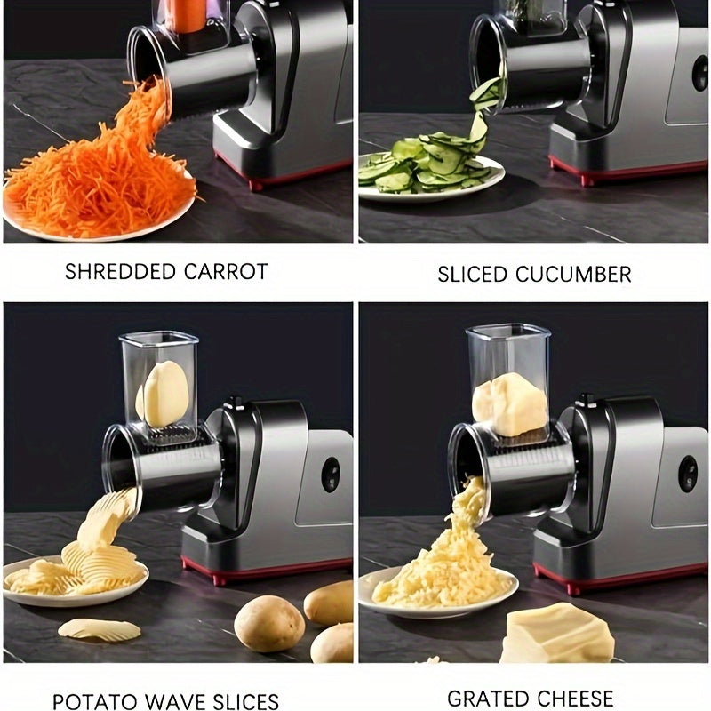 One piece of a metal kitchen vegetable slicer, European standard electric food processor for cutting vegetables. This kitchen appliance is a must-have for any cooking enthusiast.