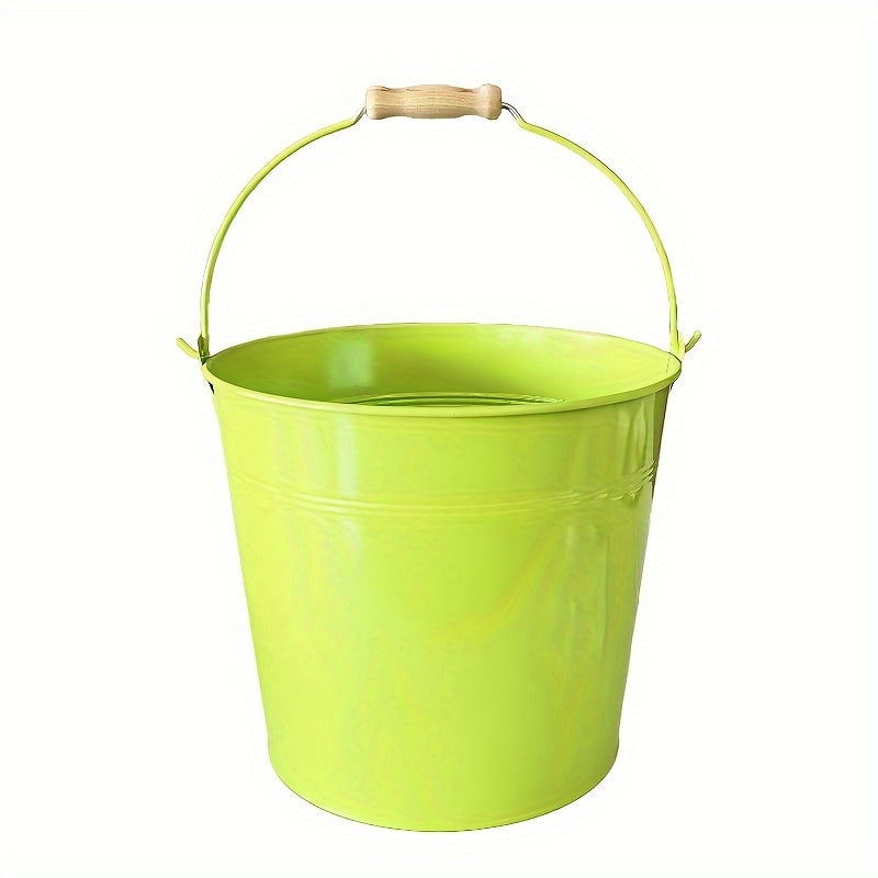 This heavy-duty stainless steel bucket, measuring approximately 25.4 centimeters, is perfect for parties, weddings, crafts, tableware, and table centerpieces. The metal bucket features a galvanized golden finish and a convenient handle for easy carrying.