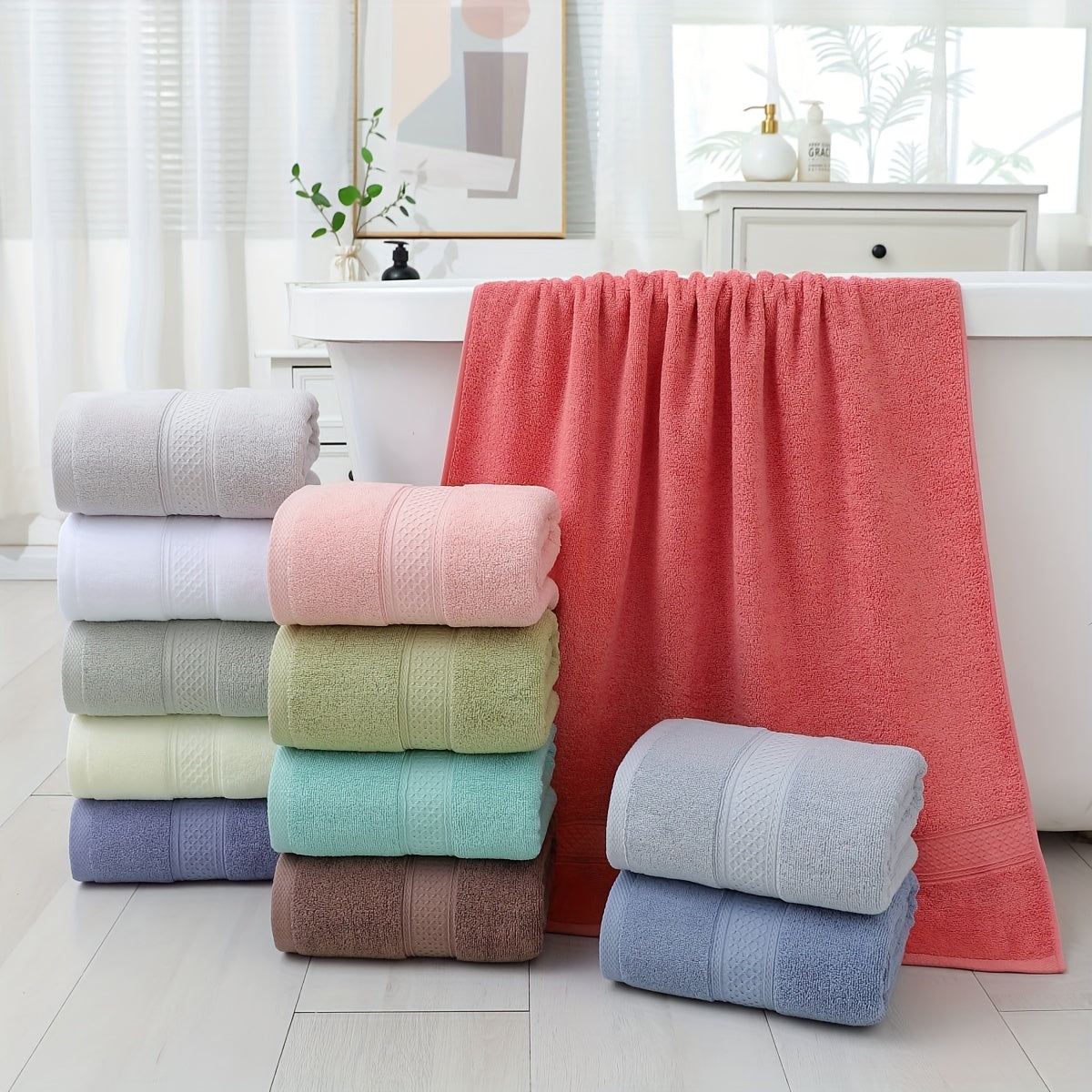 3-piece set of bath towels including a velvet towel, square towel, and face wash towel made of pure cotton with thickened absorbent rhombus velvet for home use.