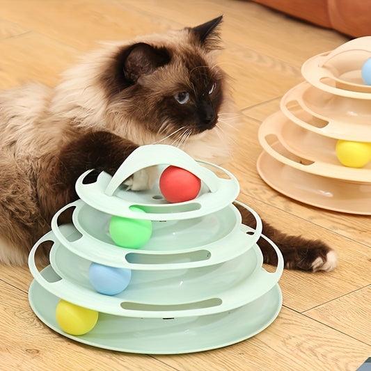 Three-layer cat turntable toy for interactive indoor play