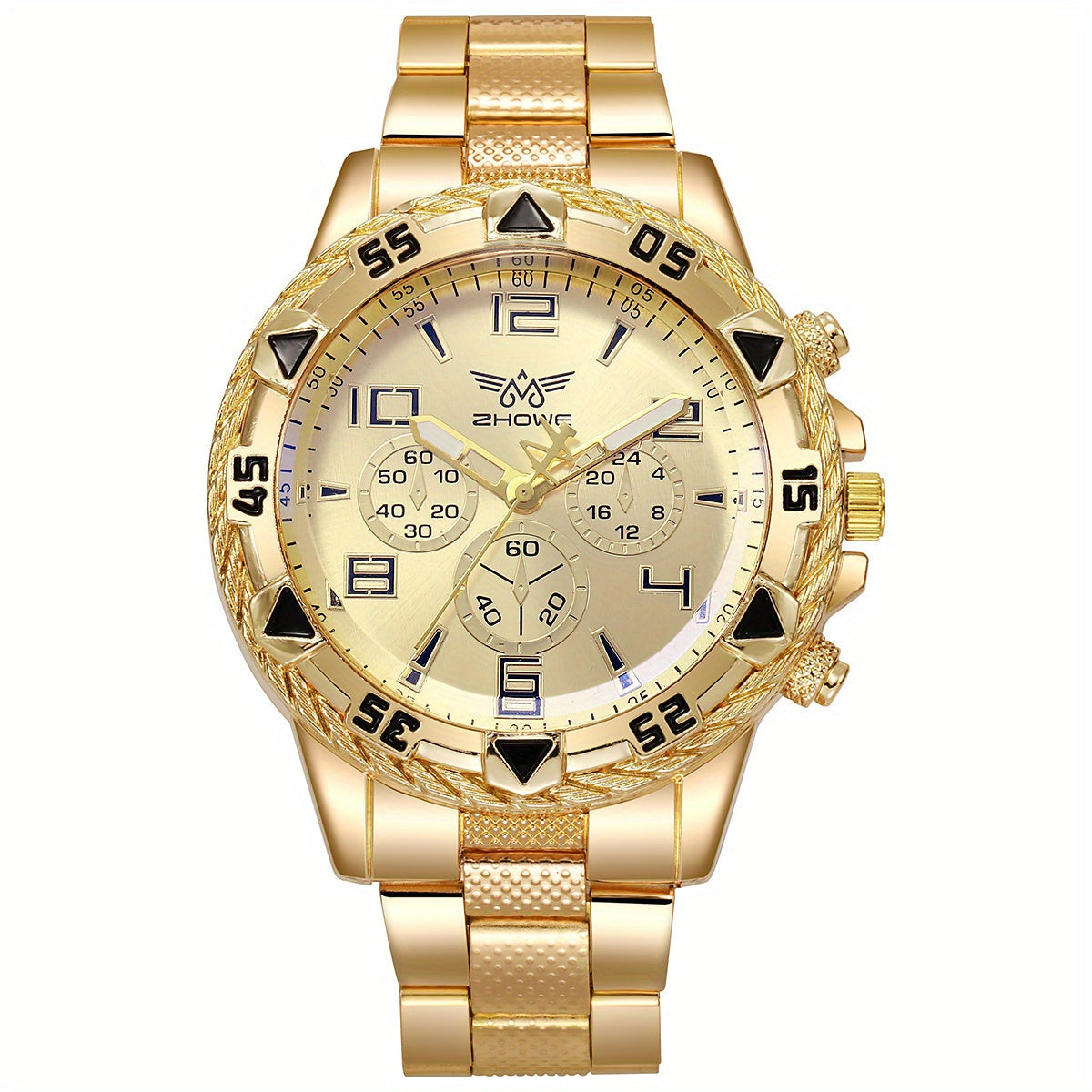 Stylish Gold-Detailed Quartz Watch for the Confident Gentleman with a Business Edge