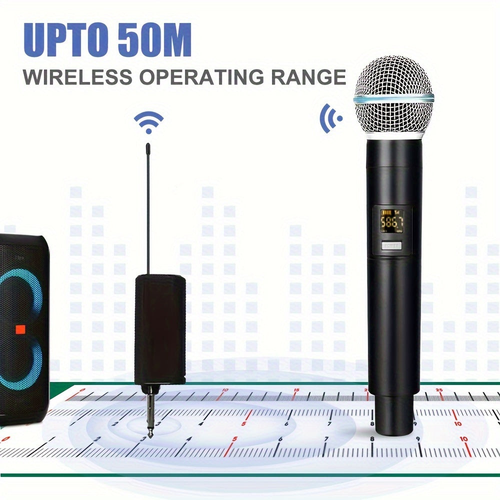 UHF professional handheld dynamic microphone with receiver for amplifier PA system, perfect for karaoke and Eid Al-Adha celebrations.