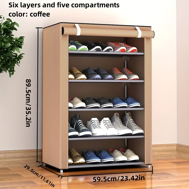 Keep your shoes organized with the 1-piece Versatile Coffee Series Shoe Organizer. This multi-layer storage solution is perfect for your entryway, bedroom, or bathroom. Made with durable metal construction, this shoe cabinet is perfect for your hallway.