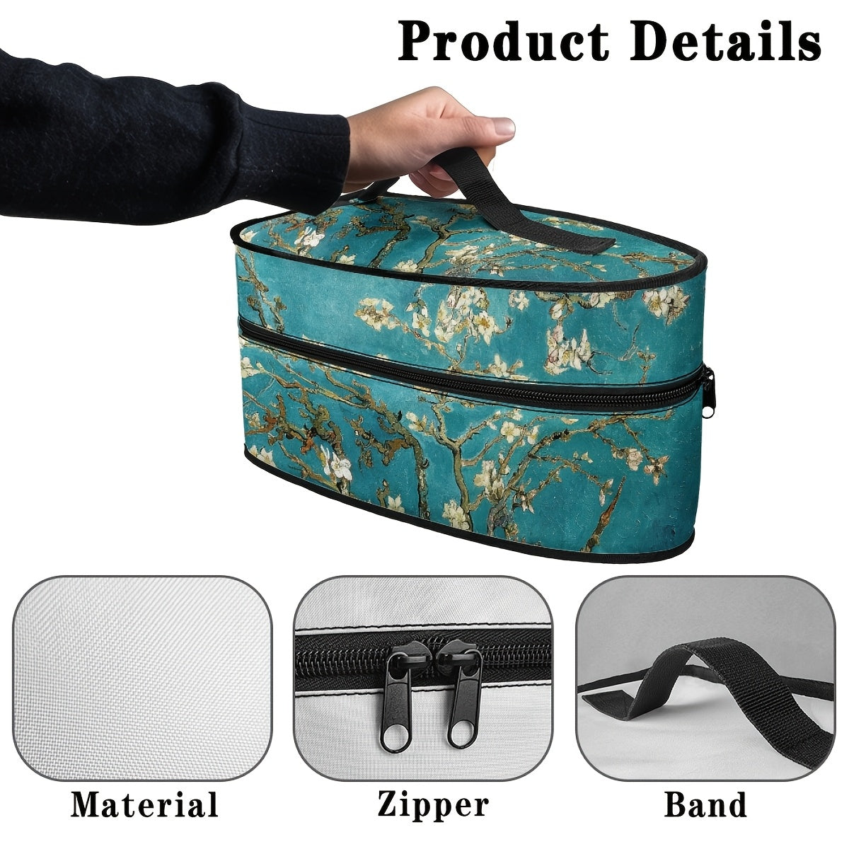 Portable iron storage bag inspired by Van Gogh, designed to protect your iron from dust. This non-electric carrying case features dual zippers and a convenient handle, making it the perfect organizer for your ironing accessories.