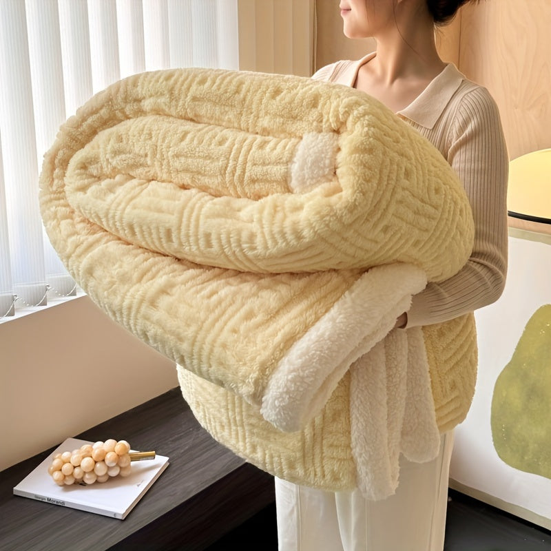 Luxurious Rabbit Velvet Pull Rod Single Layer Blanket Cover for Office or Sofa. Can be used as an Air Conditioner Blanket, Quilt, Nap Blanket, or Sofa Blanket in Winter. Suitable for all seasons.