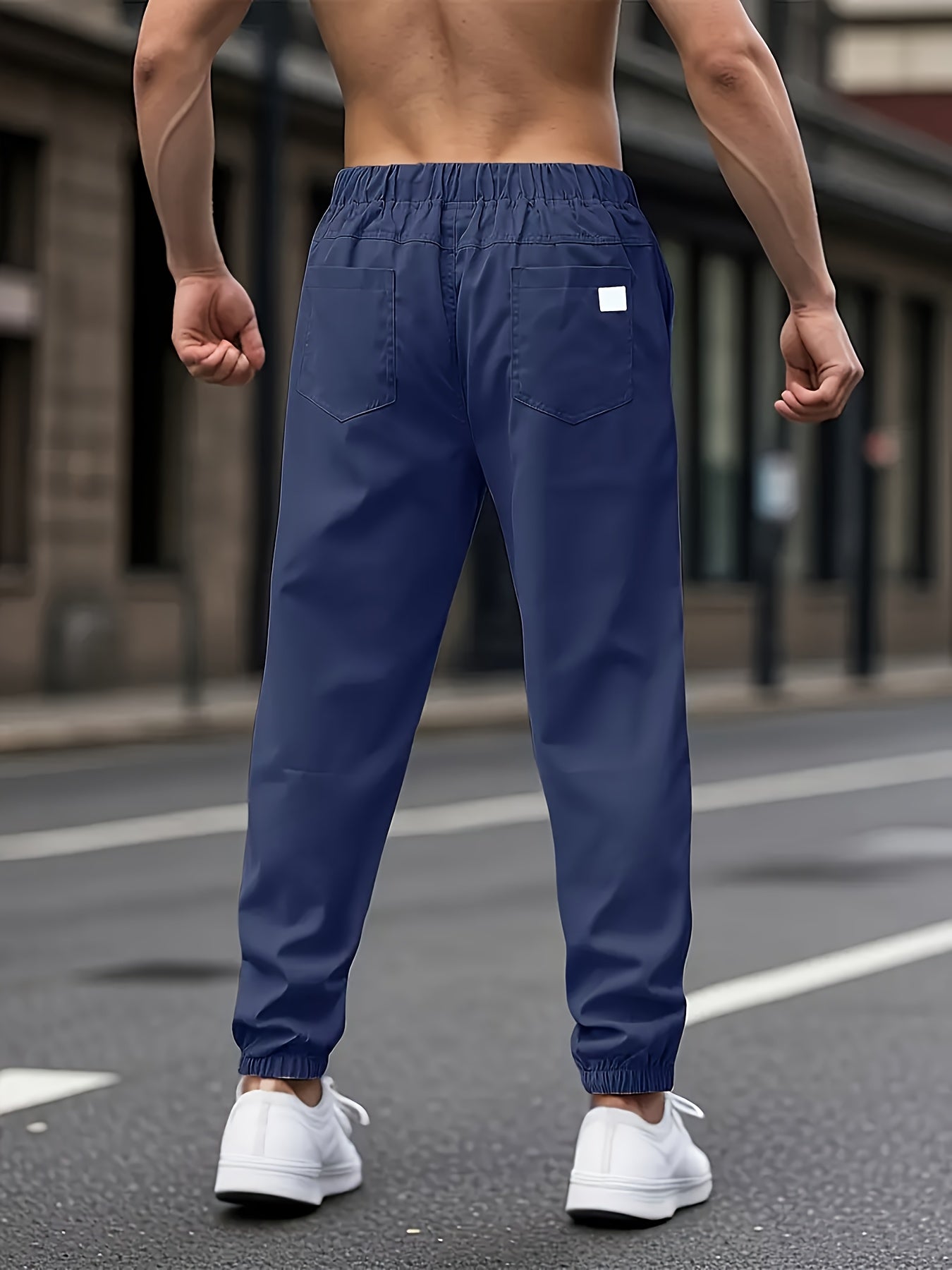 Men's casual cargo pants with drawstring waist, non-stretch polyester fabric, regular fit, lined with polyester, ideal for weekend wear.