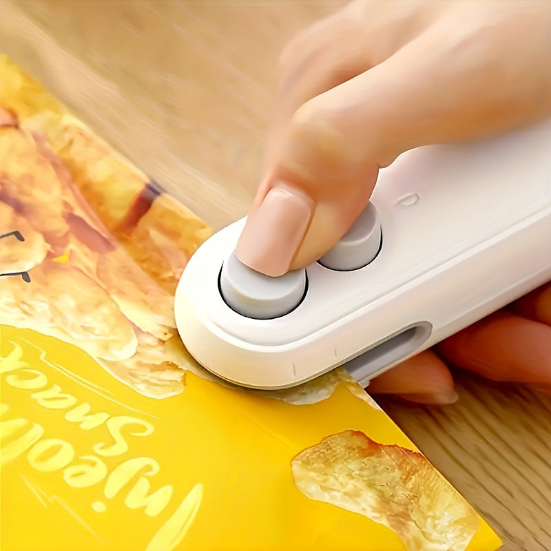 Enjoy Relaxation at Home with the Compact Portable Snack Sealer - Easily Seal Plastic Bags with USB Rechargeable Handheld Machine, 150mAh Lithium Battery, Ideal for Food Storage & Home Use, Includes Bag Clips