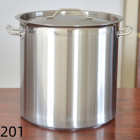 Stainless Steel Composite Bottom High Body Bucket, Large Soup Capacity, Meat and Oil Container, Kitchen Must-Have for Home or Canteen, 1.0mm Thick, 30cm Diameter x 30cm Height, with Lid.