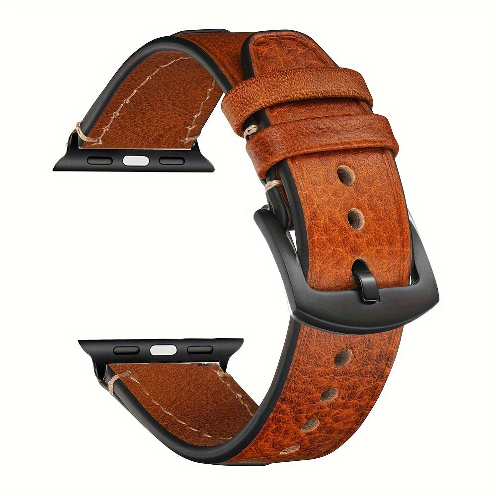 GFHEYE presents an elegant calf leather watch band made from vintage oil wax Italian cowhide. This strap features a tang buckle clasp and is compatible with Apple Watch SE Ultra Series 9, 8, 7, 6, 5, 4, and 3. Perfect for both women and men, this genuine