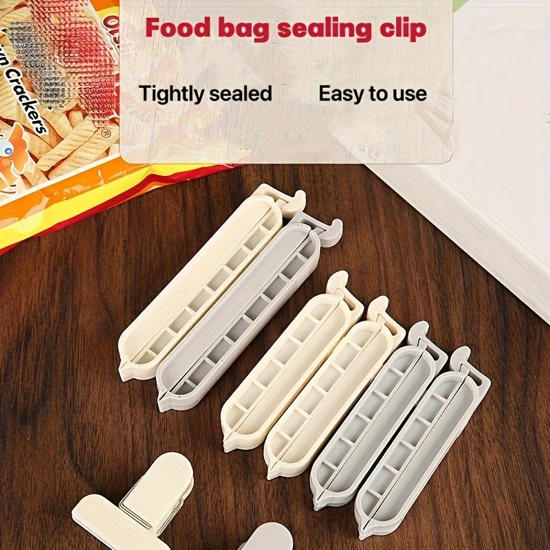 Set of 8 Food Bag Chip Clips - Premium Quality Sealing Clips for Kitchen Ingredients and Snacks. Keep Food Fresh, Prevent Oxidation and Deterioration with these Bread Bag Preservation Clamps. Essential Kitchen Supplies for Preserving Food.