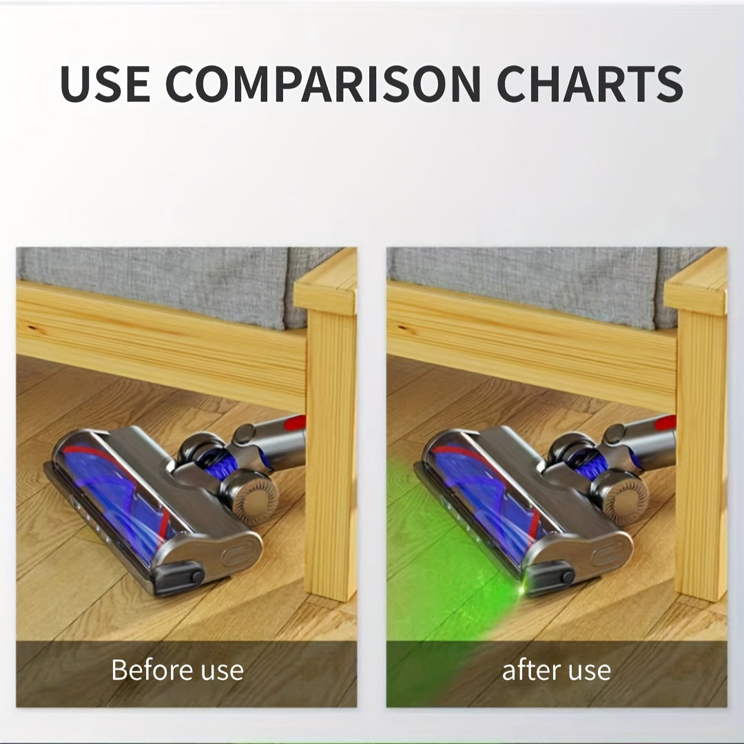 Green LED Attachment for Dyson, Shark & Bissell Vacuum Cleaners - Rechargeable Dust Display Light with Pet Hair Detector Feature.