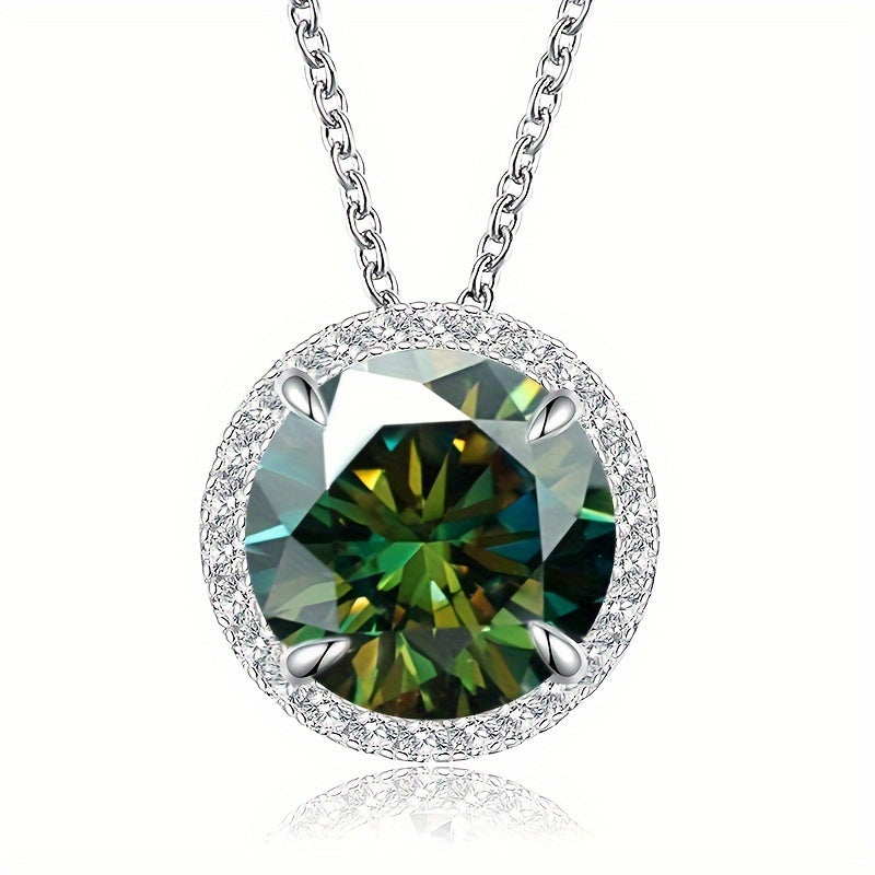 Luxurious pendant necklace made with 5ct red golden yellow Moissanite set in S925 Sterling Silver, suitable for both men and women. Perfect for engagement, marriage, or anniversary gift. Comes in a gift box, weighing 4g/0.14oz. Ideal for celebrating a